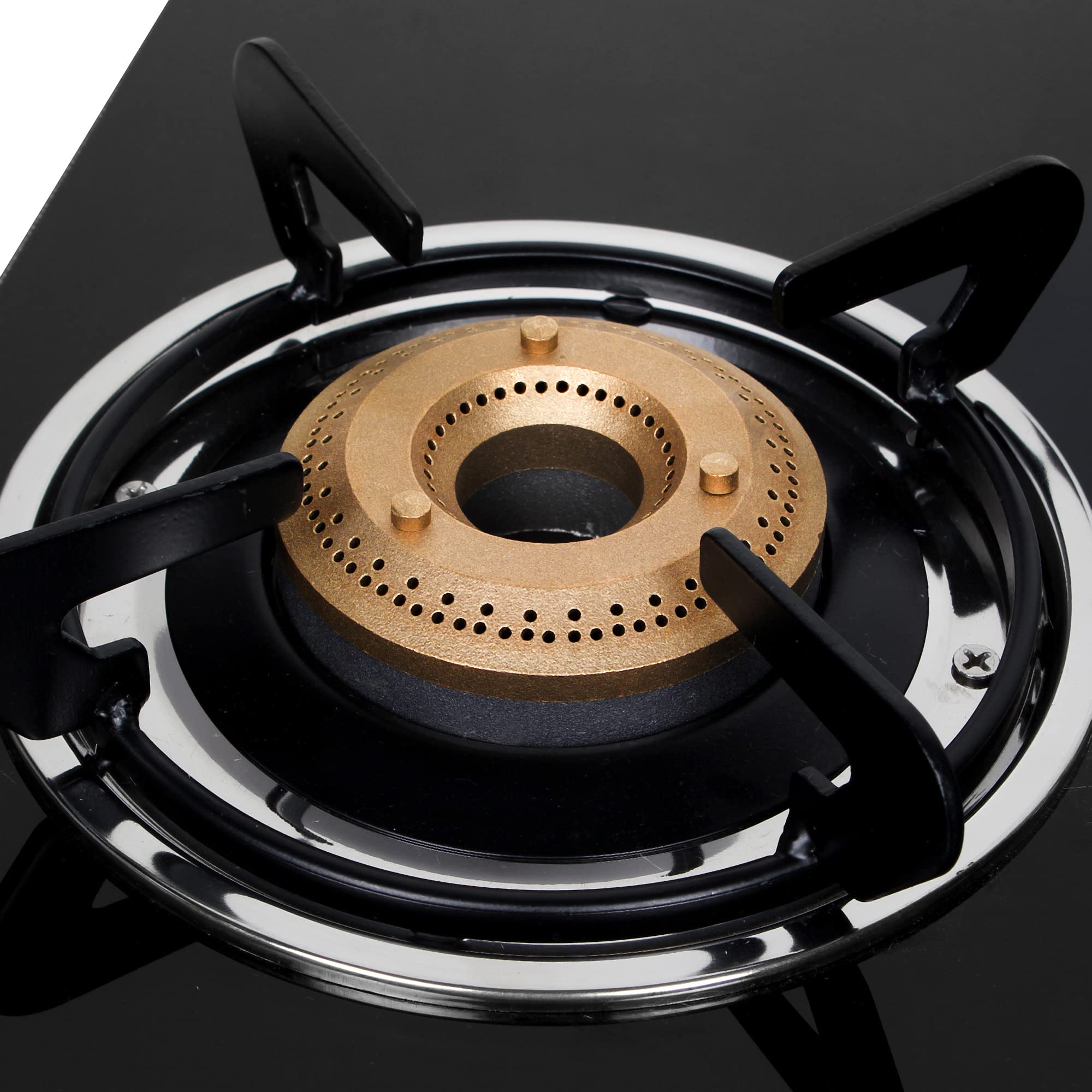 Faber Glass Top 3 Burner Gas Stove with Round Pan Support (Hob Cooktop Marvel 3BB BK),2 Medium & 1Small,Manual Ignition, Black