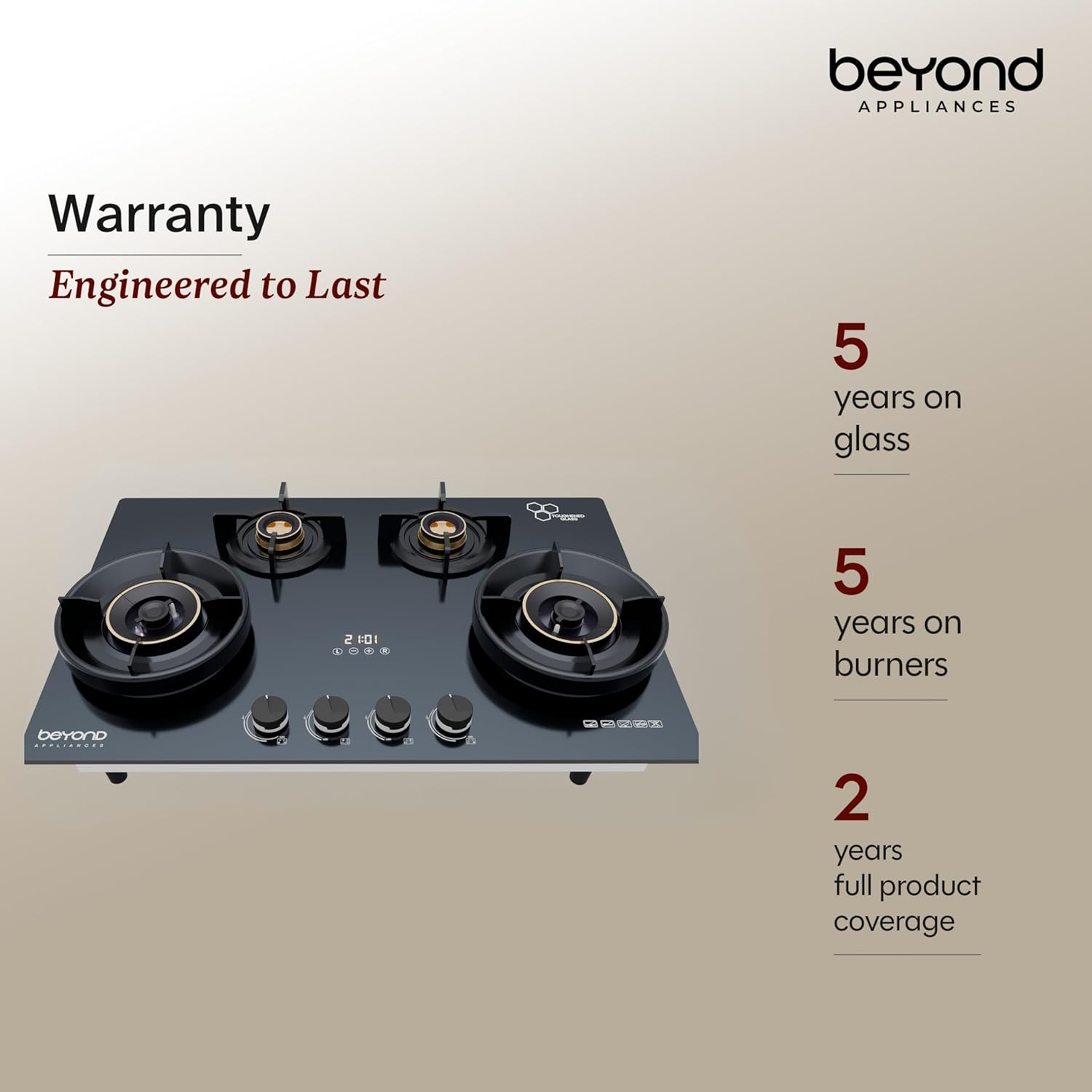 Beyond Appliances Zyra 4-Burner Glass Hobtop Gas Stove Tempered Glass