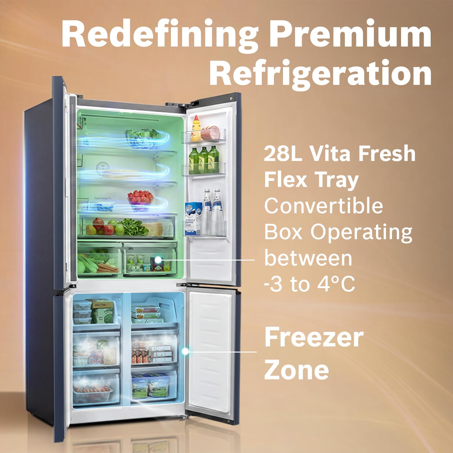 Bosch 503L 4-Door Side-by-Side Refrigerator KCP88E256I, Frost Free, 4 Doors