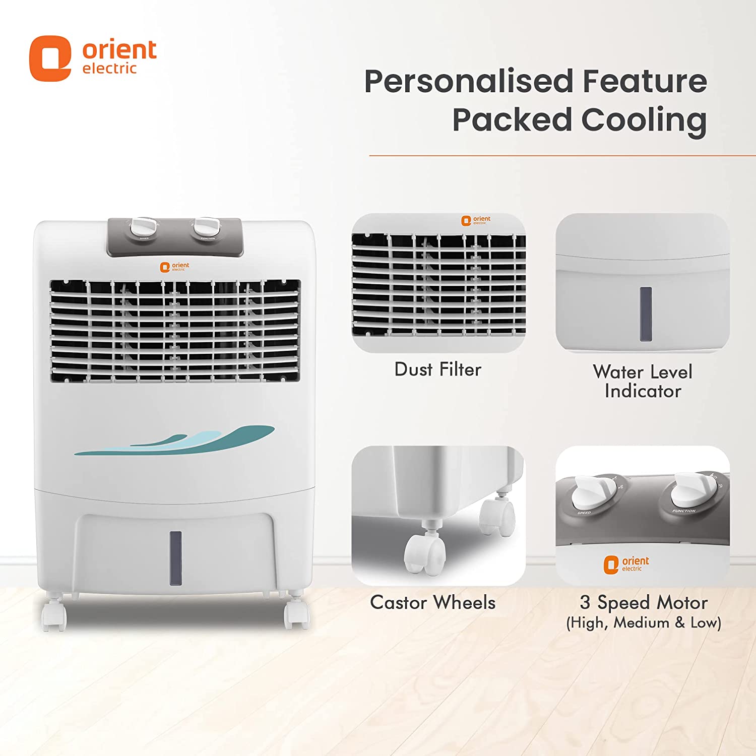 Orient Electric Smartcool Dx CP2002H 20 litres Air Cooler (White and Light Grey)