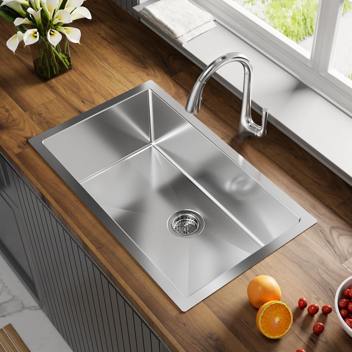 Kohler Kitchen Sink | 1.2 mm Thick Stainless Steel Single Bowl with SilentShield™ | 10" Deep, Round Corners for Easy Cleaning | 30x18x10 inches, Brushed Matte Steel