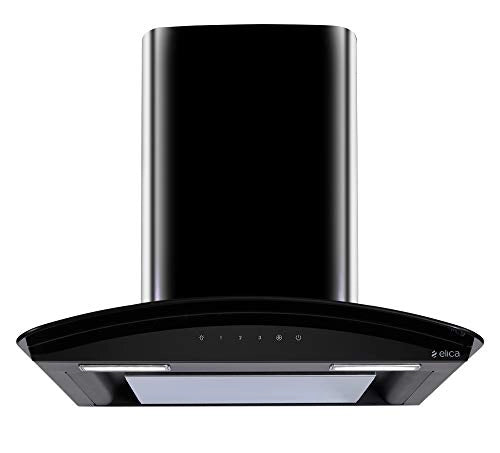 Elica Deep Silent Chimney with EDS3 Technology (Glace EDS HE LTW 60 BK NERO T4V LED, 1 3D Filter, Touch Control, Black)