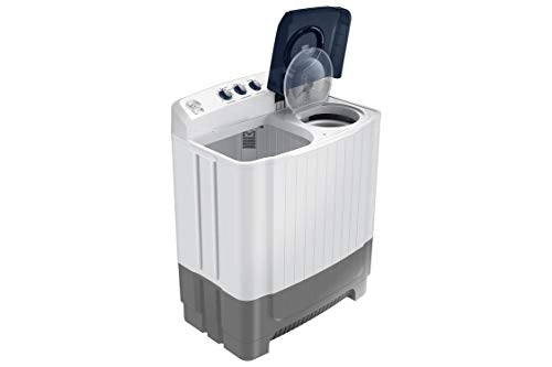 Samsung 8.0 Kg Semi-Automatic 5 Star Top Loading Washing Machine (WT80R4200LG/TL, Light Grey, Royal Blue Lid (Transparent), Hexa Storm Pulsator)