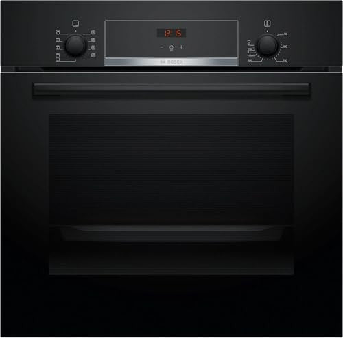 Bosch HBJ534EB0I black built-in oven front view with control knobs and LED display