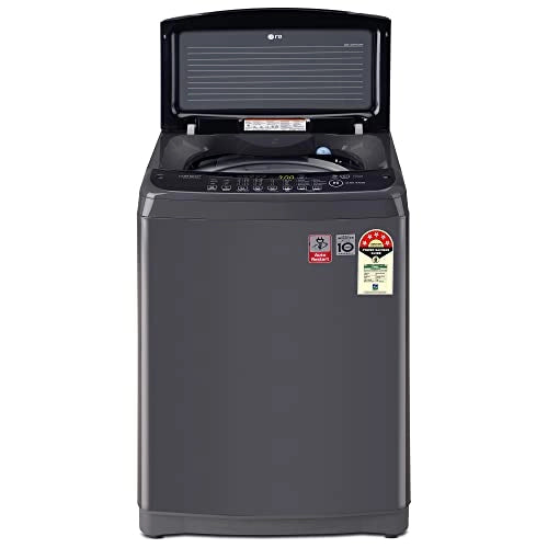 LG 10Kg 5 Star Smart Inverter Fully-Automatic Top Load Washing Machine (T10SJMB1Z, Middle Black, TurboDrum | Jet Spray+)