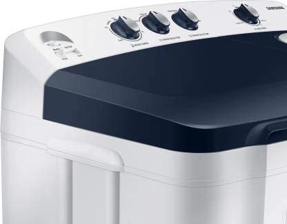 Samsung 8.5 Kg Semi-Automatic 5 Star Top Loading Washing Machine (WT85R4200LL/TL, Light Grey, Royal Blue Lid (Transparent), Hexa Storm Pulsator)