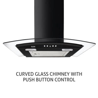 Glen Designer Kitchen Chimney 6070 Junior Black 60cm Baffle Filter 1000 m3/h