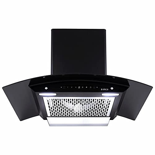 Elica 90 cm 1200 m3/hr Filterless Auto Clean Chimney (WDFL 906 HAC MS NERO, Touch + Motion Sensor Control, Black)