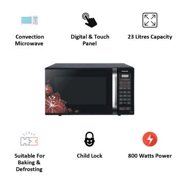Panasonic 23 Litres Convection Microwave Oven (360?? Heat Wrap, NN-CT35LBFDG, Black Floral)