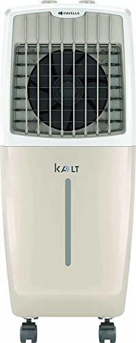 Havells Kalt 24 Litres Personal Air Cooler; Knob panel; 3 Side Honeycomb Pad, White - Champagne Gold
