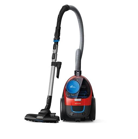 Philips PowerPro Compact FC9351/01 vacuum cleaner with hose and nozzle attached, front angle