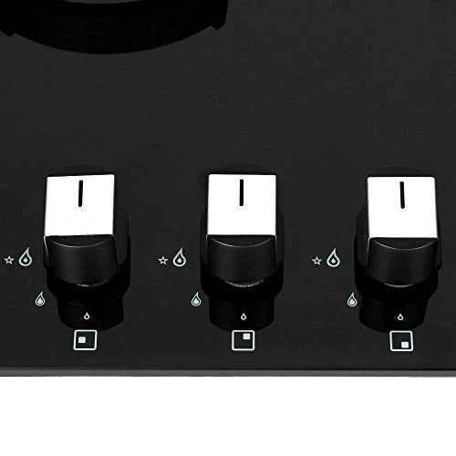 Faber Hob/Hobtop 3 Brass Burner Auto Electric Ignition,Glass Top (Nexus IND HT803 CRS BR CI AI) Black