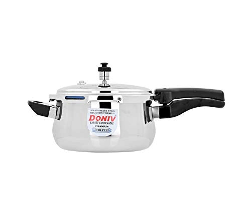 DONIV Titanium Triply Stainless Steel Pressure Cooker Gas & Induction Friendly, Outer Lid - 5 Ltr