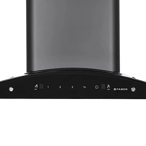 Faber 75 cm, 1200 m3/hr,Auto-Clean curved glass Kitchen Chimney (HOOD SUNNY HC SC 75, Filterless, Touch Gesture,BK)