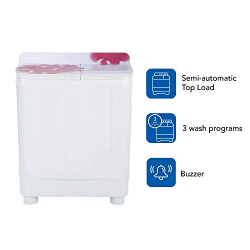 Haier 8.5 Kg Semi-Automatic Top Loading Washing Machine (HTW85-178, Red Roses)