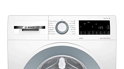 Bosch 10Kg/6Kg Inverter Washer Dryer (WNA254U0IN, In Built Heater, Large LED Display,Eco Projection, White Colour)