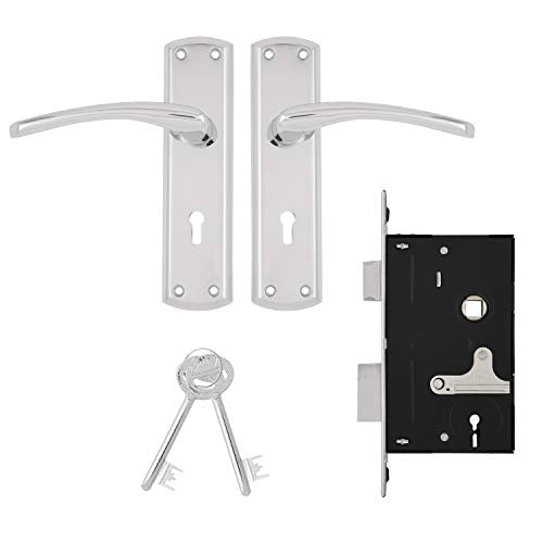 Godrej door Locks COMBIPACK WITH 6 LEVER MORTISE LOCK ELC 01 Chrome(7384)