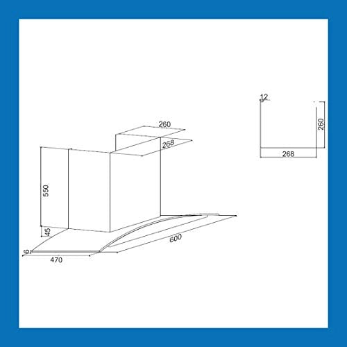 Glen 60 cm 1000 m3/hr Curved Glass Wall Mount Kitchen Chimney Touch Controls Baffle Filter (6071 EX TS Black)