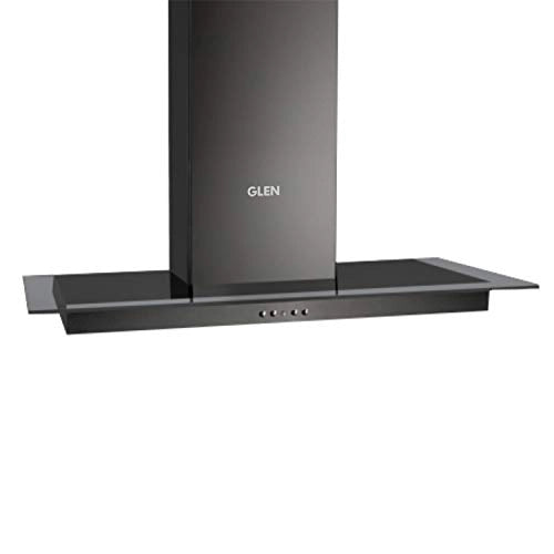 GLEN 90 cm 1000m3/hr Glass Wallmounted Kitchen Chimney 3 Baffle Filters Push Buttons (6062 Black)