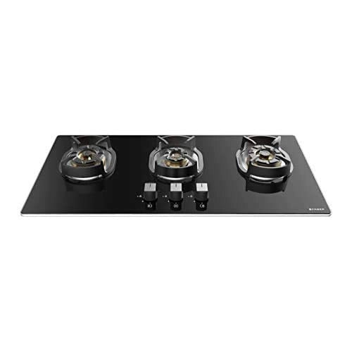Faber Hob/Hobtop 3 Brass Burner Auto Electric Ignition,Glass Top (Nexus IND HT803 CRS BR CI AI) Black