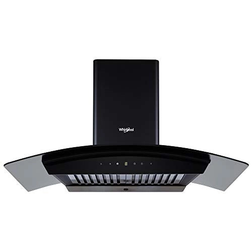 Whirlpool 90 cm 1100 m3/HR Auto-Clean Curved Glass Kitchen Chimney (CG 901 HAC HOOD, Baffle Filter, Touch Control, BK)
