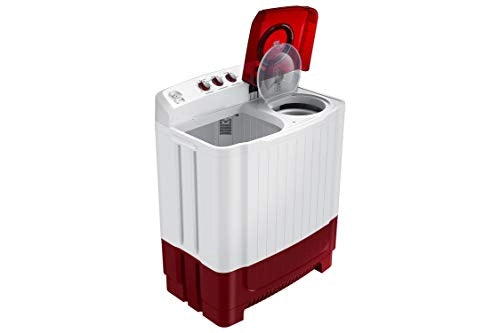 Samsung 8.5 Kg Semi-Automatic 5 Star Top Loading Washing Machine (WT85R4200RR/TL, Light Grey, Red Lid (Transparent), Hexa Storm Pulsator)