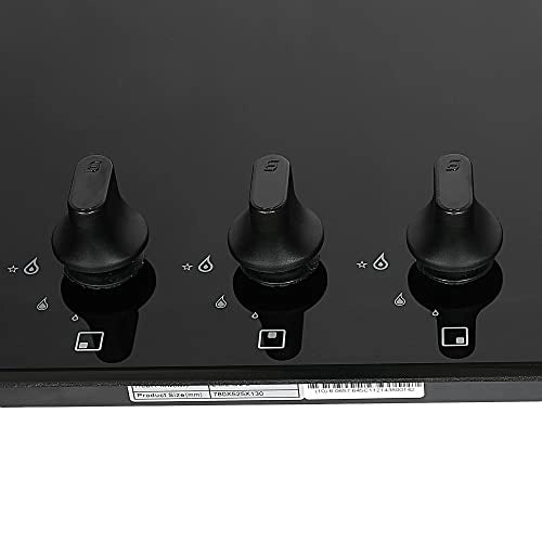 Faber Hob/Hobtop 3 Brass Burner Electric Auto Ignition, Glass Top (HOB ULTIMA PLUS HT783 CRS BR CI AI ) - Black