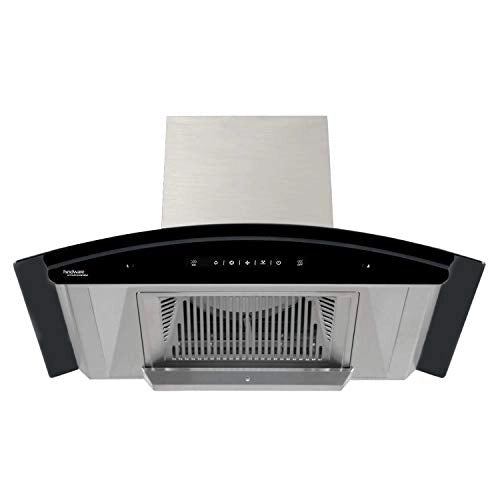 Hindware Auto Clean Kitchen Chimney Nadia 90 cm 1200 m/hr Filterless with MS and Touch Control (Inox, C100219)