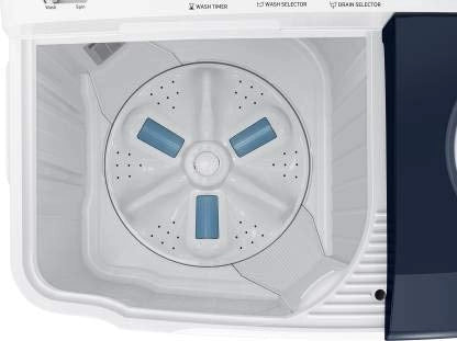 Samsung 8.5 Kg Semi-Automatic 5 Star Top Loading Washing Machine (WT85R4200LL/TL, Light Grey, Royal Blue Lid (Transparent), Hexa Storm Pulsator)