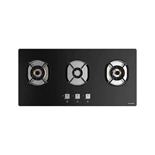 Faber Hob/Hobtop 3 Brass Burner Auto Electric Ignition,Glass Top (Nexus IND HT803 CRS BR CI AI) Black