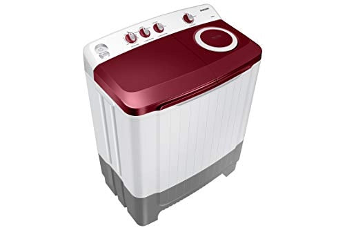 Samsung 8.0 Kg Semi-Automatic 5 Star Top Loading Washing Machine (WT80R4000RG/TL, Light Grey, Wine Red Lid (Opaque), Hexa Storm Pulsator)