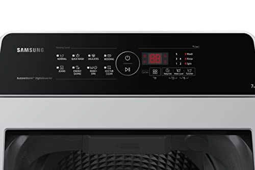 Samsung 7 Kg Inverter 5 Star Fully-Automatic Top Load Washing Machine (WA70BG4441YYTL, Bubble Storm Tech, Lavender Gray)