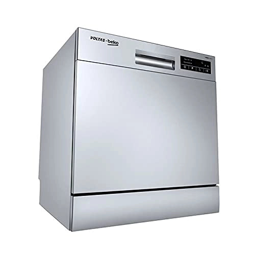 Voltas Beko 8 Place Settings Table Top Dishwasher (DT8S, Silver, Inbuilt Heater)