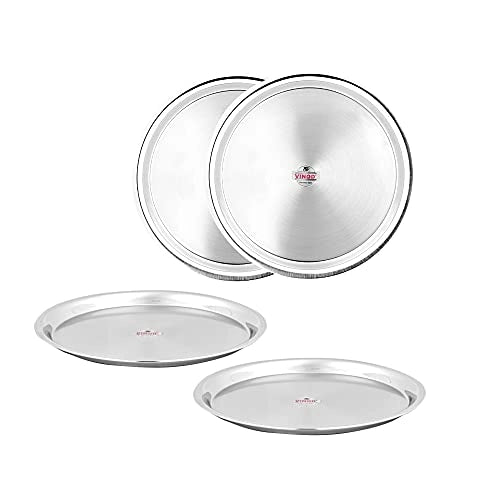 Vinod Stainless Steel Two Tone German Bogi Dish ?ó?é¼?Ç£ Serving Dish / Salad Plate / Snack Plate Set - 4 pieces, 18.5cm