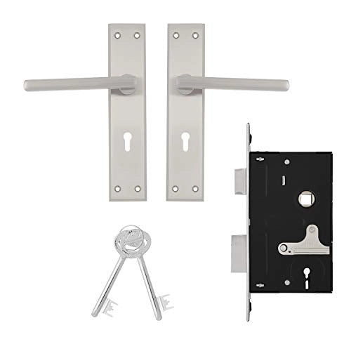 Godrej Matiz 6 Levers Door Handle with Lock Set (Satin Steel)