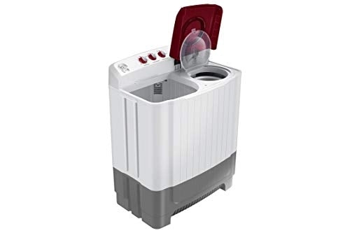 Samsung 8.0 Kg Semi-Automatic 5 Star Top Loading Washing Machine (WT80R4000RG/TL, Light Grey, Wine Red Lid (Opaque), Hexa Storm Pulsator)
