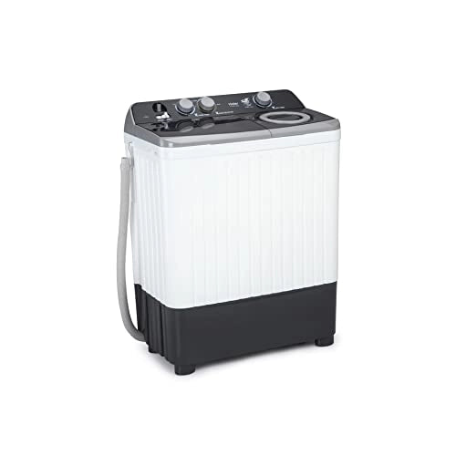 Haier 7 Kg Semi-Automatic Top Loading Washing Machine with 1300 RPM, Castors (HTW70-186S, Grey)