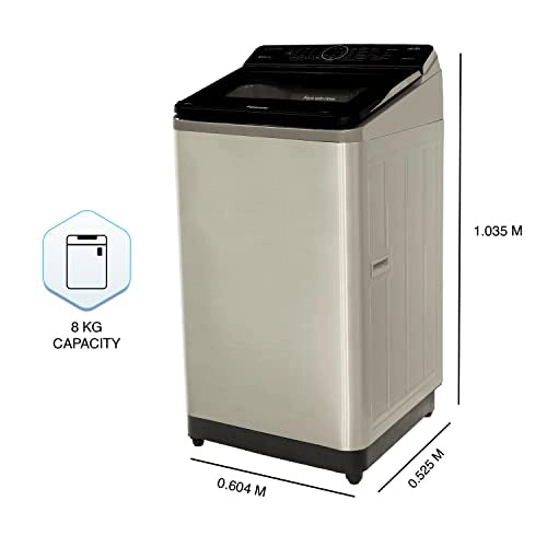 Panasonic 8 Kg Wifi with Heater Fully-Automatic Top Loading Smart Washing Machine (NA-F80V10SRB, SS, Alexa Compatible)