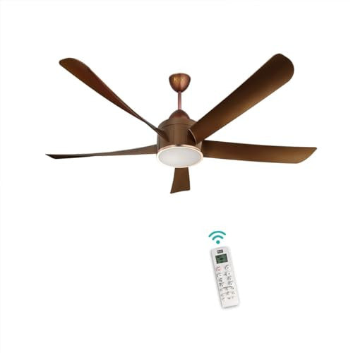 KUHL Platin D15 1200mm BLDC Ceiling Fan with Remote & Down Light | 29W | 5 Star Reverse Mode Brown