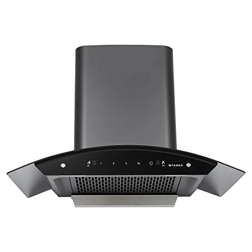 Faber 75 cm, 1200 m3/hr,Auto-Clean curved glass Kitchen Chimney (HOOD SUNNY HC SC 75, Filterless, Touch Gesture,BK)