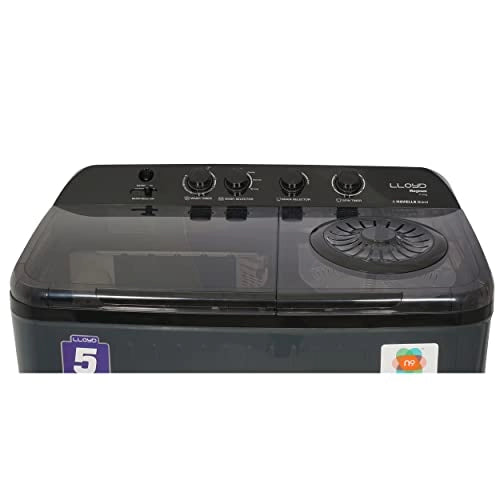 Lloyd 12 Kg 5 Star Semi-Automatic Top Load Washing Machine (GLWMS12ADGMA, Vibrant Grey Tub with Dark Grey Control Panel)
