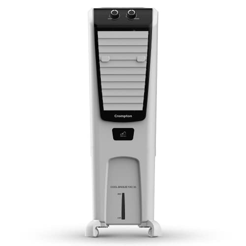 Crompton Cool Breeze TAC Tower Air Cooler- 35L; with Honeycomb pads; White & Black