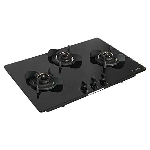 Faber Hob/Hobtop 3 Brass Burner Electric Auto Ignition, Glass Top (HOB ULTIMA PLUS HT783 CRS BR CI AI ) - Black