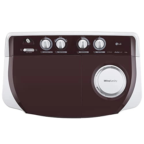 LG 8 Kg 5 Star Semi-Automatic Top Loading Washing Machine (P8030SRAZ, Burgundy, Collar Scrubber)