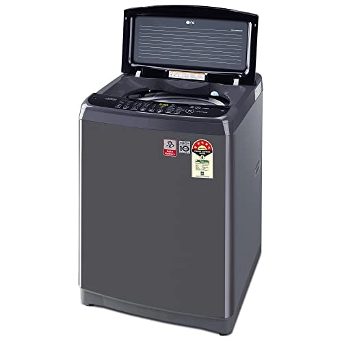 LG 10Kg 5 Star Smart Inverter Fully-Automatic Top Load Washing Machine (T10SJMB1Z, Middle Black, TurboDrum | Jet Spray+)