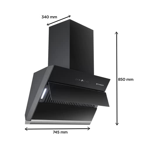 Faber 75 cm,1350 m3/hr, Auto-Clean Angular Chimney HOOD ZENITH FL SC AC 75, Filterless ,Touch Gesture Control,BK)