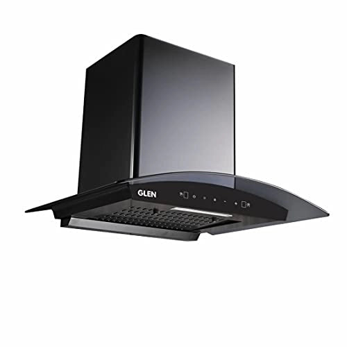 GLEN 60 cm 1050m3/hr Auto-Clean curved glass Kitchen Chimney Filterless Motion Sensor Touch Controls (Senza Black)