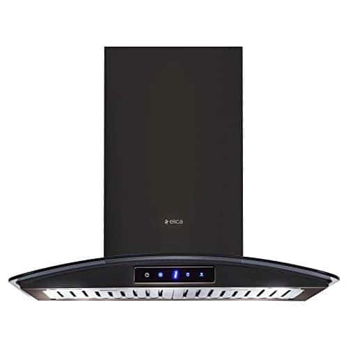 Elica Chimney with Life time Warranty (Glace Trim LTW 60 TC 3V Power Plus LED, Black)