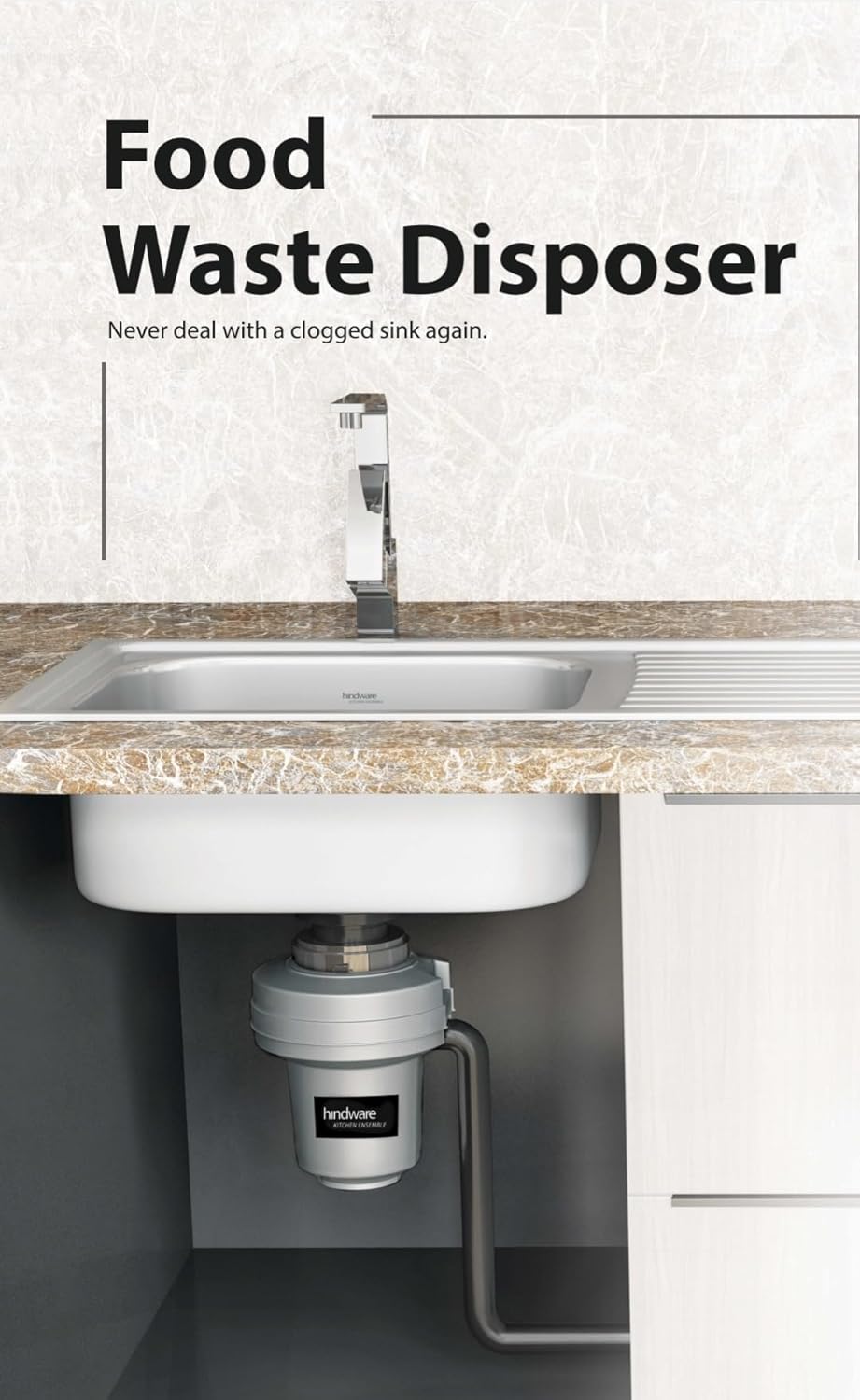 Hindware Deluxe 0.75 HP Food Waste Disposer - Efficient Kitchen Solution