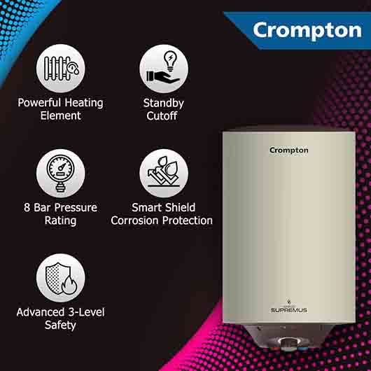 Crompton Arno Supremus 15L 5 Star Geyser White